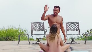 Sexy poolside moments with alluring Zoe Clark and Quinn Wilde