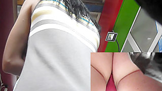 Voyeur upskirt action in the public transportation