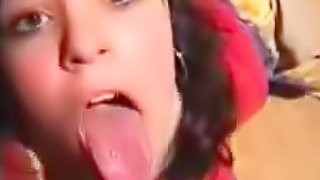 Teen in tee swallows his cum