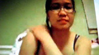Young and chubby Asian webcam hottie in glasses flirts with me