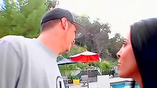 Passionate poolside kissing and cunt ruining with Veronica Rayne