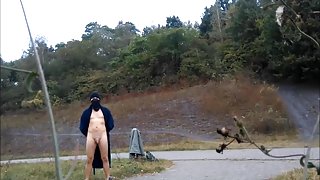 Public nudity flashing from a bridge