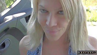 Gorgeous Striking German mom outdoor bang with a stranger