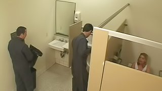 Goddess Jessie Stevens, Jay Lassiter And Bob Go Hardcore In A Public Toilet