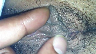 Pleasing my French wife's hairy pussy in amateur video
