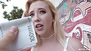 Hot blonde babe Samantha Rone fucks for cash