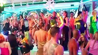 Party girls dancing to the music and fucking guys in a club