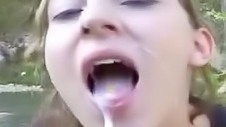 Facial outdoors from cute girlfriend