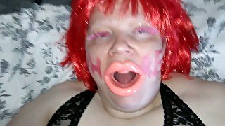 This SSBBW gagging slut loves being orally humiliated on camera
