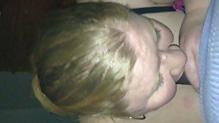 Chubby perverted blond haired bitch was blowing my buddy dry