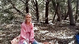 Wife slut gets creampie in the woods