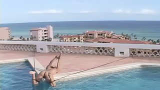 Two busty skanks get tormented and humiliated on the poolside