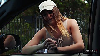 Having a ride in the car charming Ella Reese gets nailed also hard