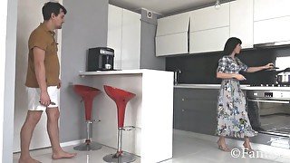 Desperate Brunette Housewife Takes Condom On My Boner