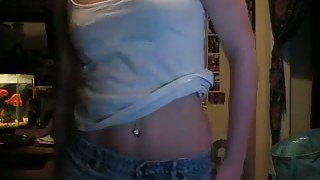 Cute teen strips in front of camera webcamming with me