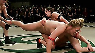 4 girl un-scripted Tag Team wrestling! Shot live, in front of a public audience Brutal sexual action