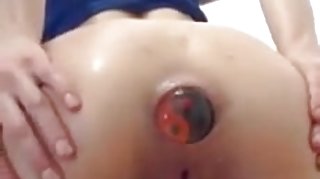 Balls in gaping asshole