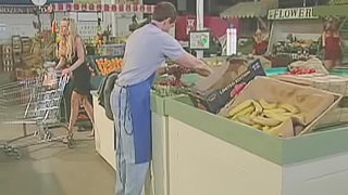 Peter North slams it to a coupe of horny MILFS in the store