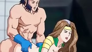 Two hot Hentai chicks suck some guy's prick and ride it by turns