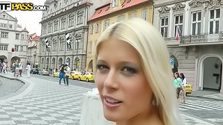 Hot blonde sucks dick and gets fucked