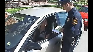 Blond bitch seduces a cop and takes him to her place for sex