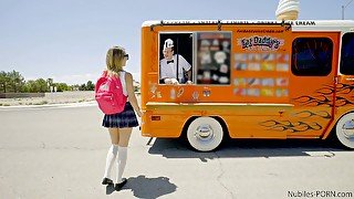 Poor student Carmen Callaway is fucked by horny ice cream seller