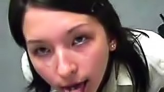 Schoolgirl in blouse suck and facial