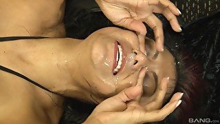 Latina with Fake Tits Sucks Lots of Cocks - gabby quinteros in gangbang with facials