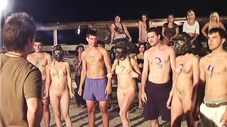 Sexy party outdoors at night on the beach