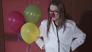 Lily Adams is a cutie with glasses craving to feel a monster prick