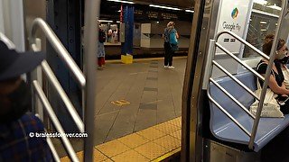 Topless on the subway