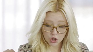 Cute and nerdy sweetie Samantha Rone got her anus gaped