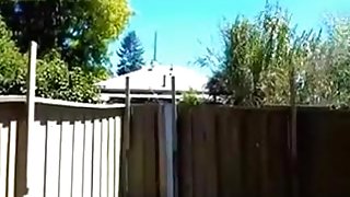 Cute dark gal engulfing bbc in the backyard