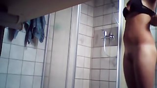 Cutie in the shower got naked on the spy cam