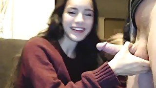 Cute Latina teen sucks dick for strangers on webcam