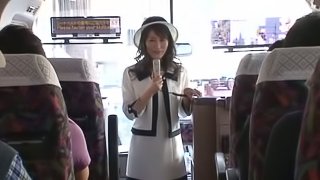 Kinky Kozue Hirayama gives a blowjob in a bus