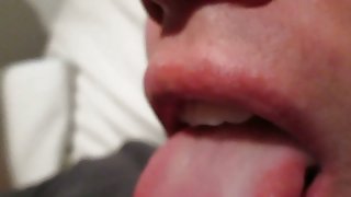 Horny cumming on tongue