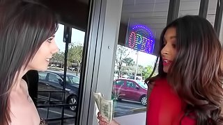 Slutty girl at a bar fucks a stranger for cash