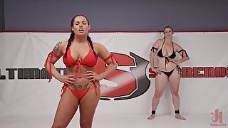 curvy fit bikini wrestlers in brutal lesbian femdom - wrestling fetish