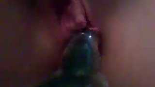 Using green glass bottle kinky webcam nympho fucked her own cunt