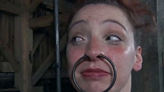 Ugly slave with big ring in her nose punished by her master after giving head