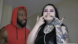 Inked gothic slut interracial sex video