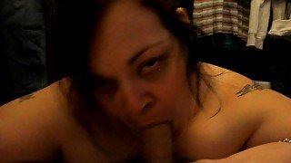 Chubb brunette wife deeptroating her husband's dick