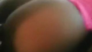 Big booty nerdy black girl makes a sextape on the sofa with condom