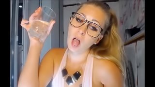 Bitch drinks her own juice twice