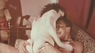 Retro babe in interracial hardcore scene