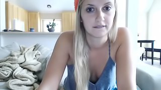 Skinny blonde teasing on the webcam