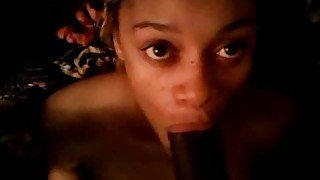 Adorable black girlfriend tries to deepthroat my 12 inch long BBC