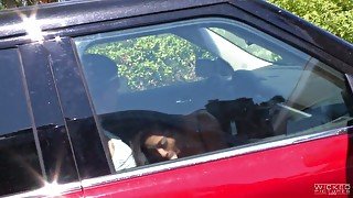 Sluttishly looking harlot Morgan Lee is sucking dick and fucking in the car