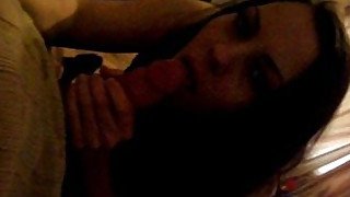 Brunette stupid bitch plays with huge cock. Tasty blowjob